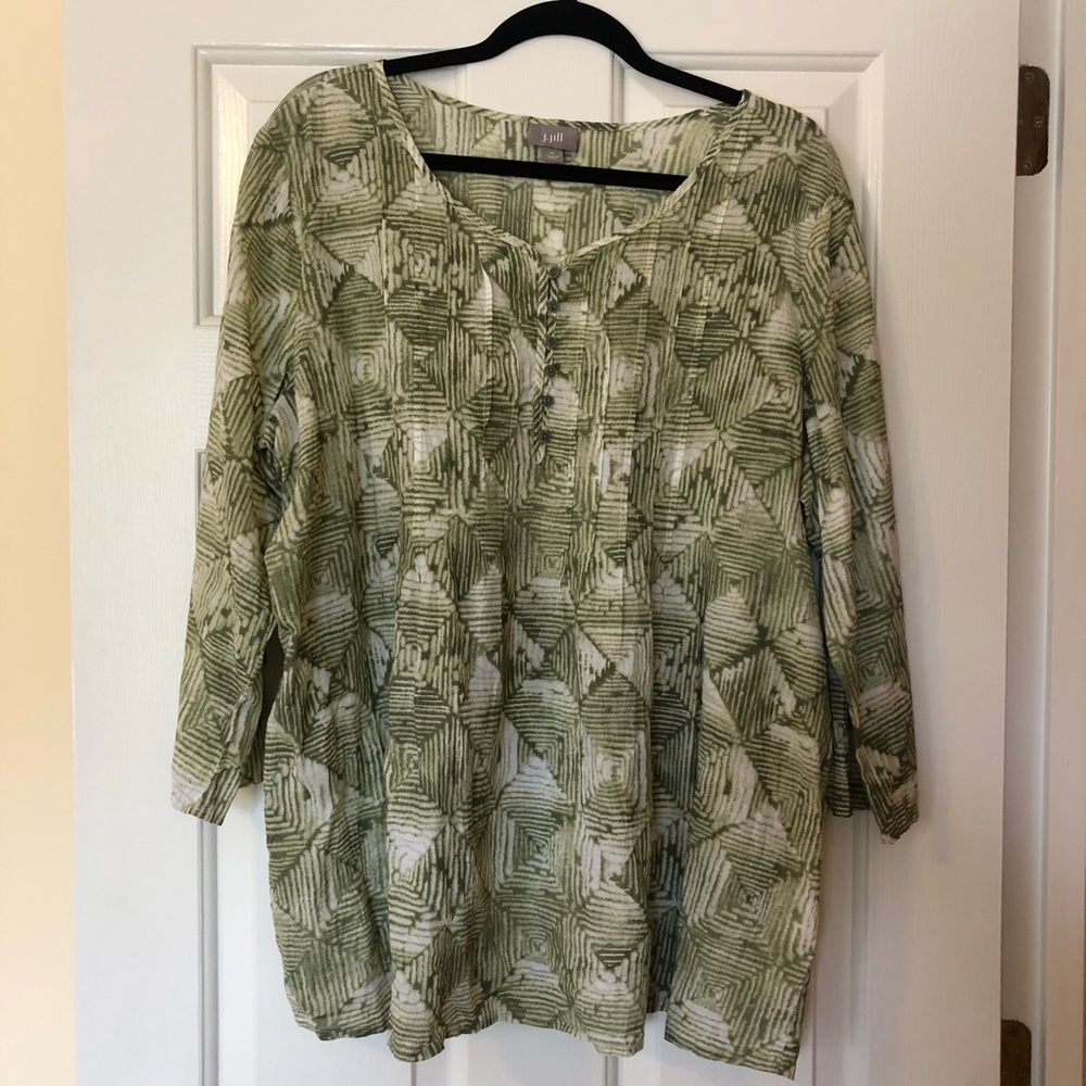 J Jill Peasant Style Cotton Tunic  3/4 sleeve XL